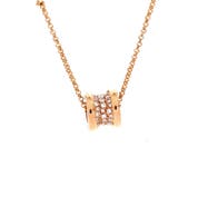 Pre-Owned Bvlgari B.Zero1 Pendant Necklace 18K Rose Gold with Pave Diamonds Mini