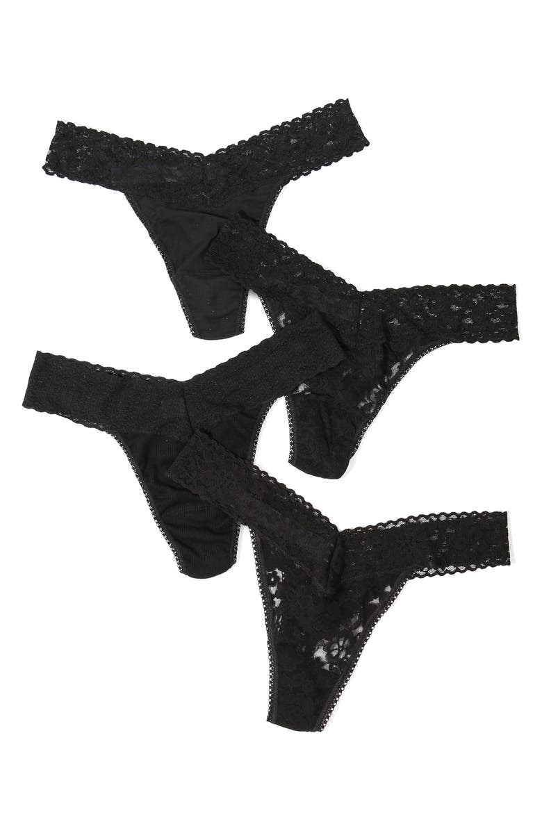 Hanky Panky Assorted 4-Pack Original Rise Thongs, Main, color,