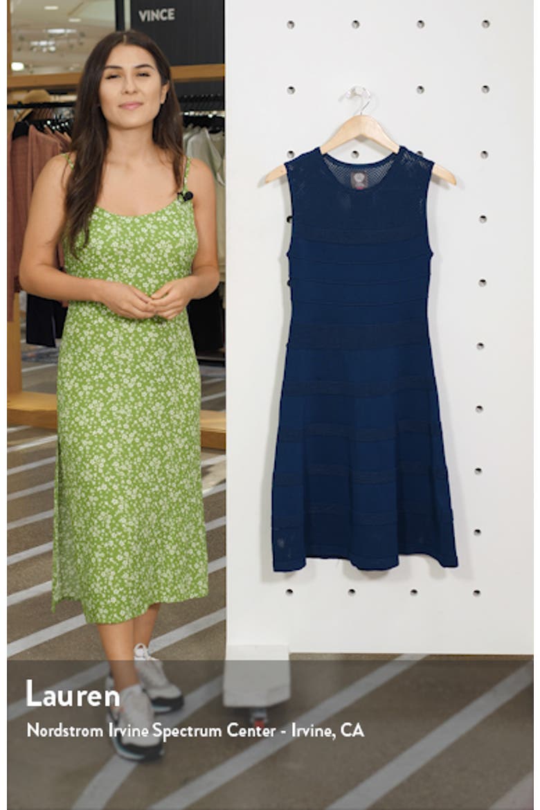 Sleeveless Mesh Fit & Flare Sweater Dress video