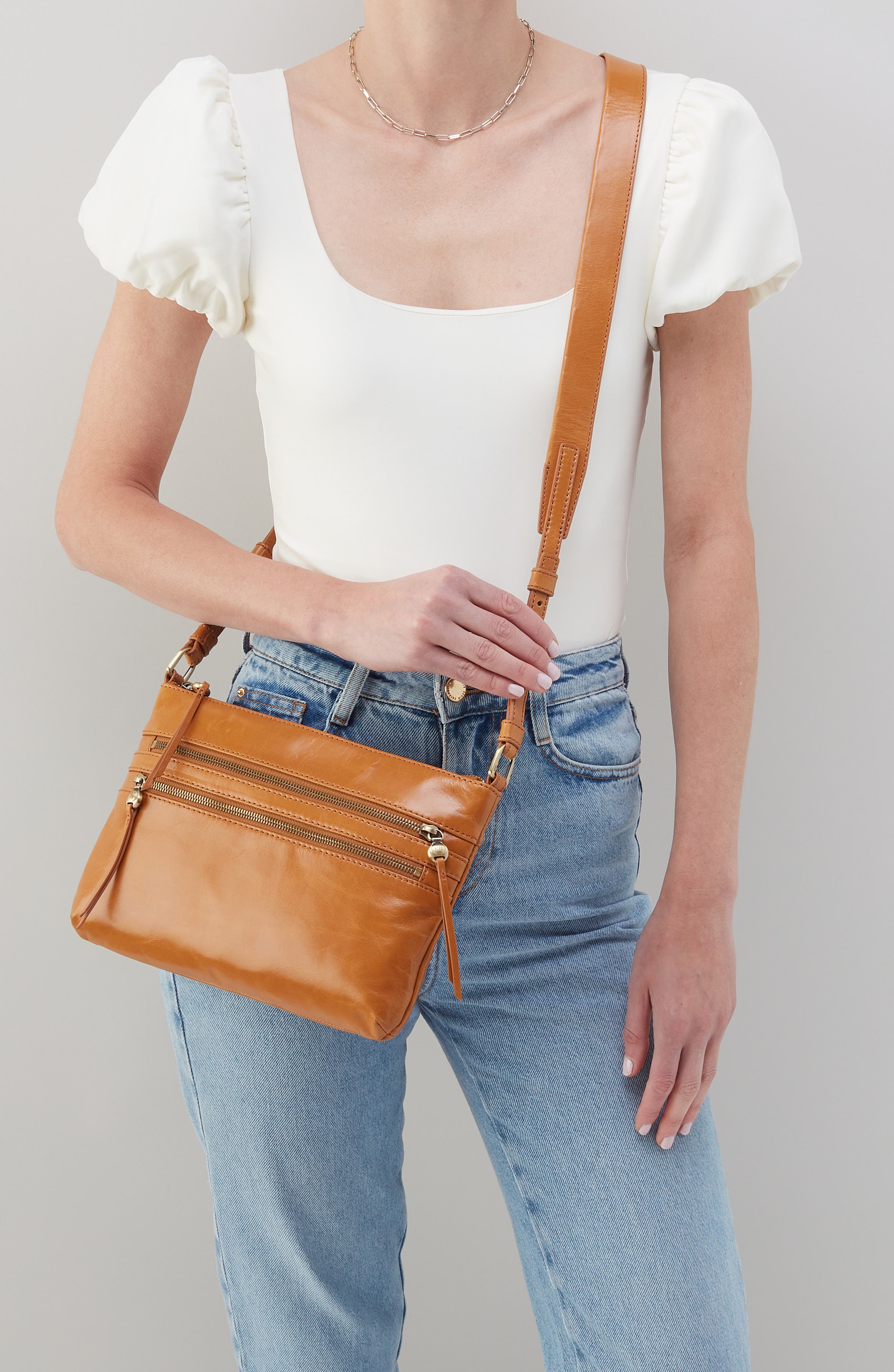 HOBO Billie Leather Crossbody Bag, Alternate, color, Natural