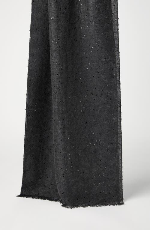 Brunello Cucinelli Cashmere And Silk Diamond Yarn Scarf In Gray