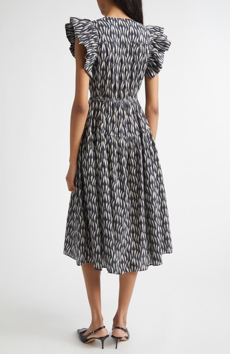 Ulla Johnson Kairi Flutter Sleeve Midi Dress, Alternate, color, Graphite