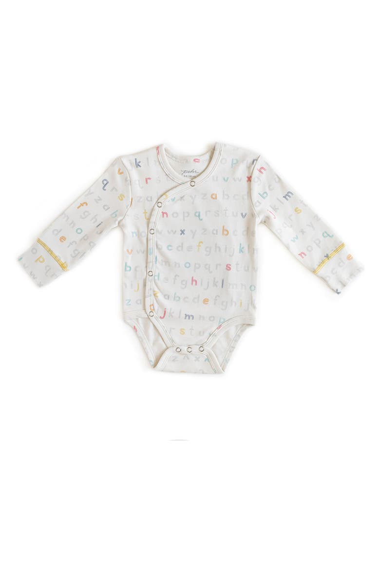 Pehr Alphabet Print Organic Cotton Bodysuit, Main, color, 