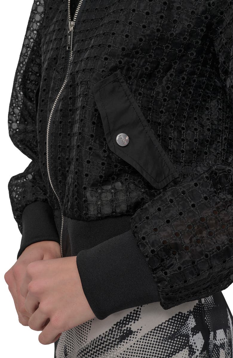 DKNY SPORTSWEAR Organza Eyelet Bomber Jacket, Alternate, color, 