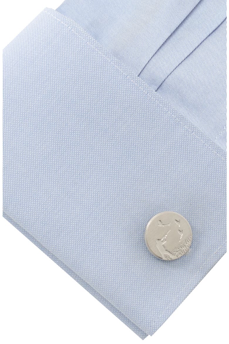 Hunter Embossed Cuff Links, Alternate, color, SILVER