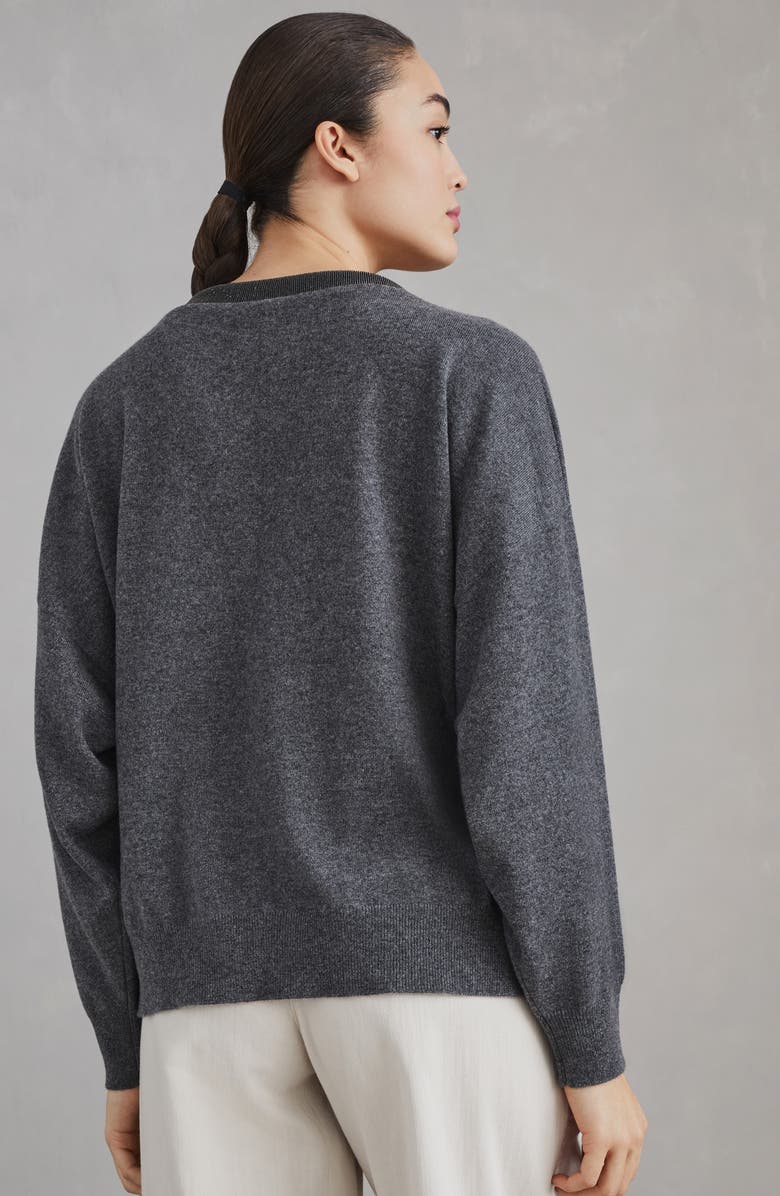 Brunello Cucinelli Cashmere sweater with precious ribbed neckline, Alternate, color, 