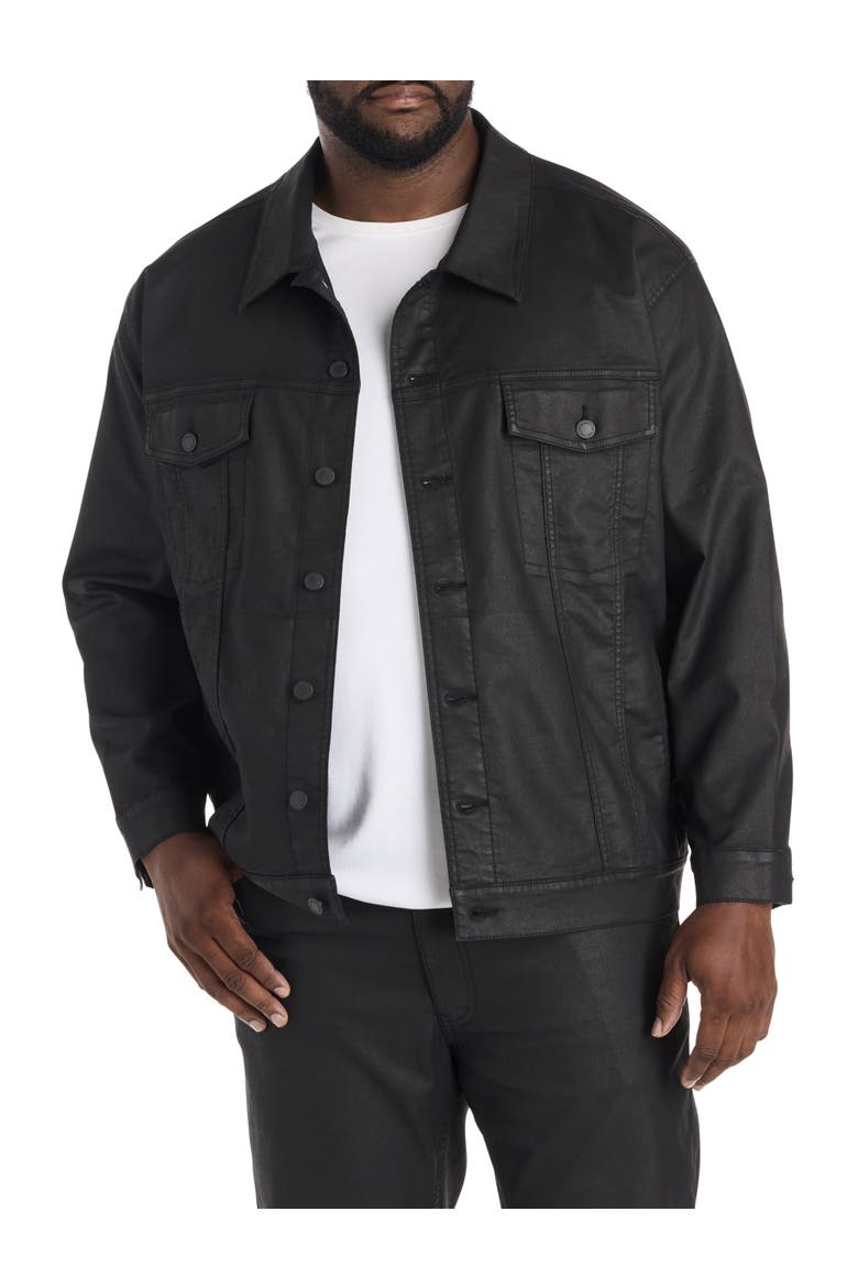 Big & Tall Coated Denim Jacket, Main, color, BLACK