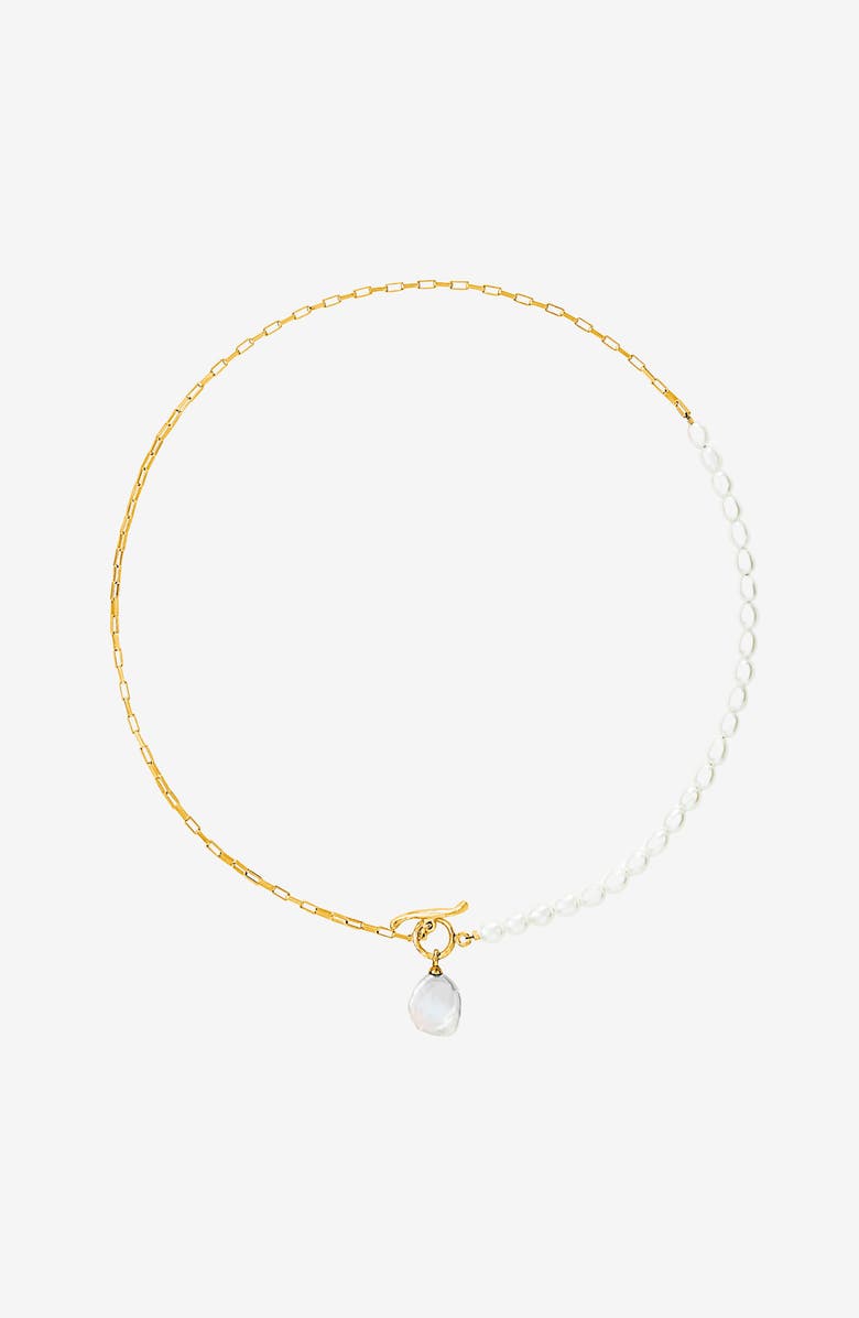 Dower & Hall Timeless Keshi Pearl Drop Chain Necklace, Alternate, color, Yellow Gold Vermeil