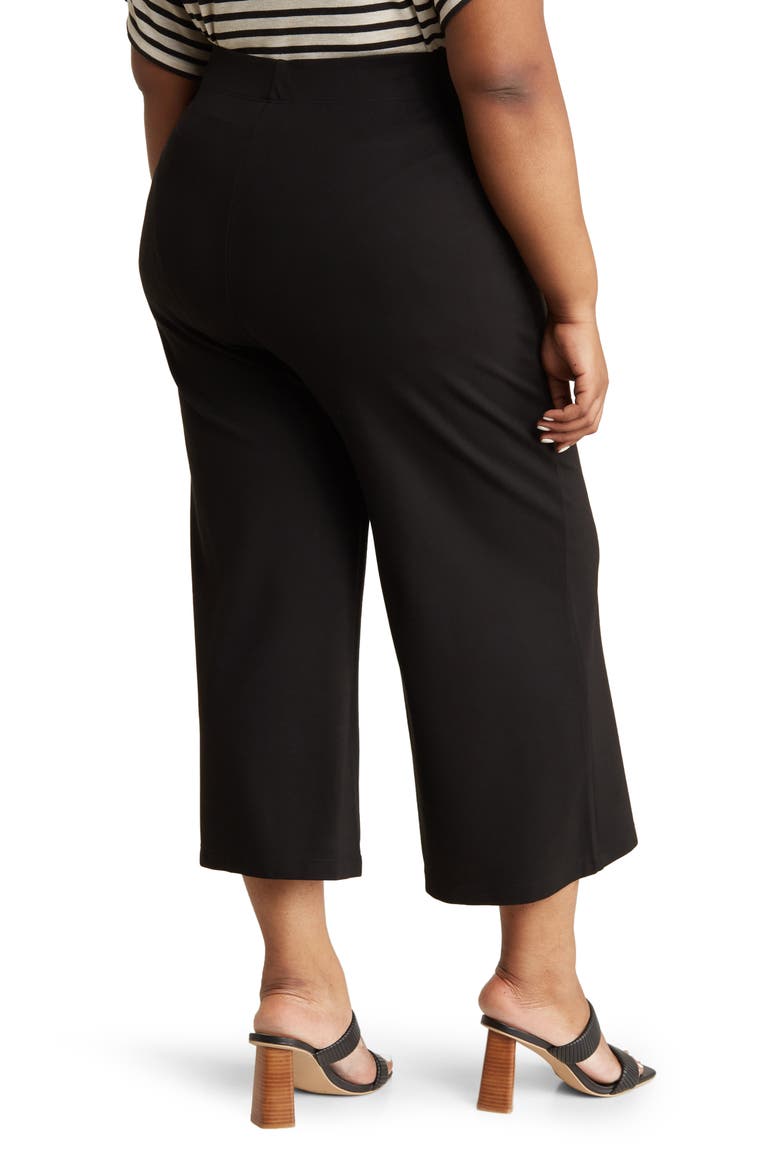 Ponte Knit Crop Wide Leg Pants, Alternate, color, BLACK
