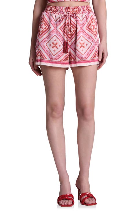 Print Tie Waist Shorts
