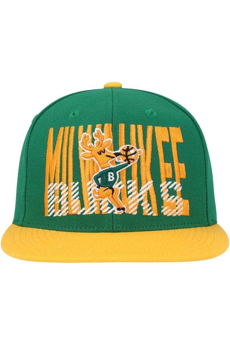Men's Mitchell & Ness Hunter Green Milwaukee Bucks SOUL Cross Check Snapback, Alternate, color, Hunter Green