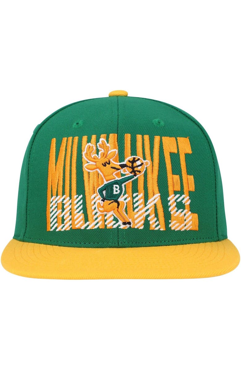 Mitchell & Ness Men's Mitchell & Ness Hunter Green Milwaukee Bucks SOUL Cross Check Snapback, Alternate, color, 