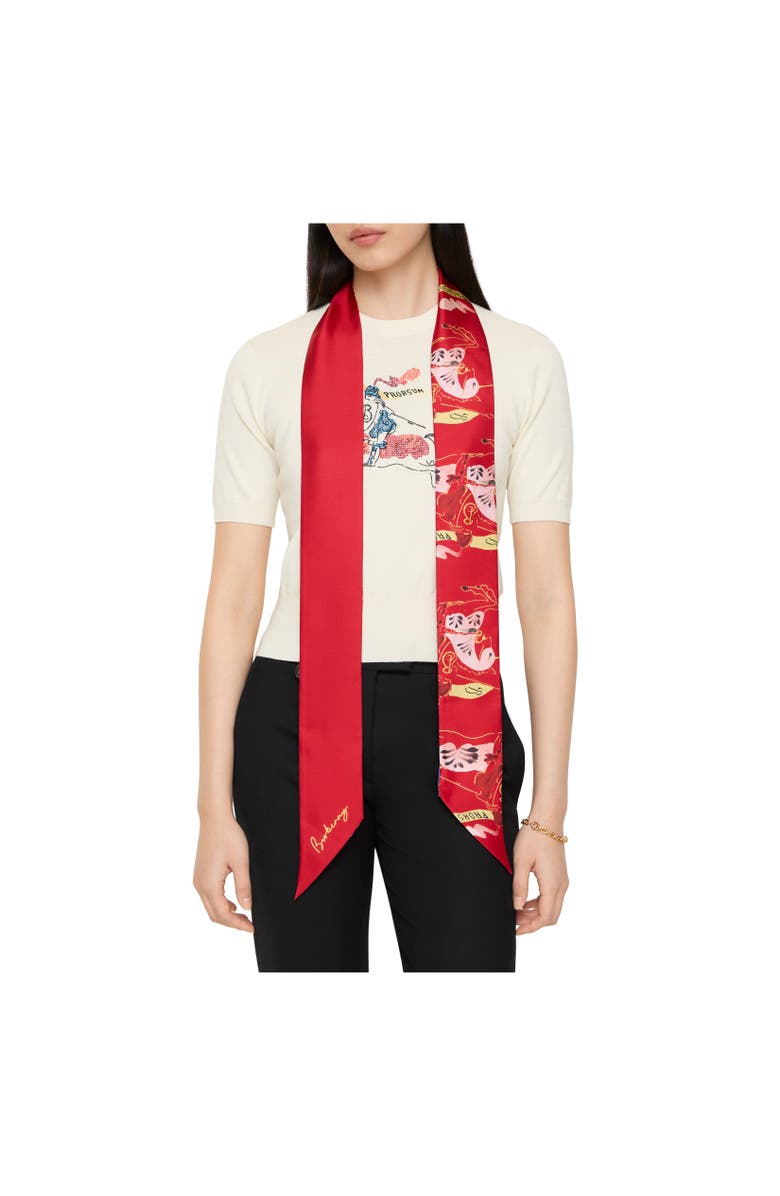 Burberry Skinny Watercolour EKD Silk Scarf, Alternate, color, Crayon Red