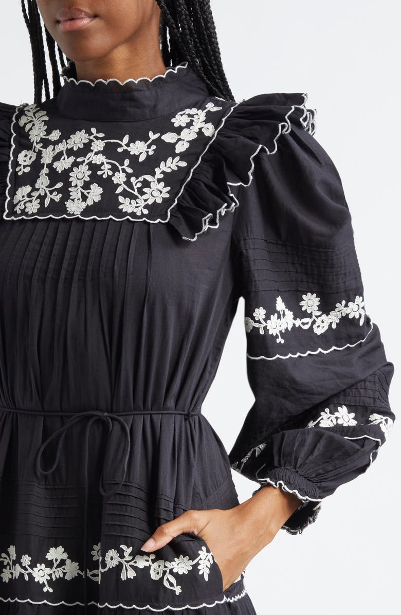 FARM Rio Flower Embroidery Long Sleeve Cotton Dress, Alternate, color, 