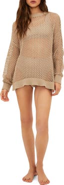 Beach Riot Hilary Long Sleeve Open Knit Cover-Up Sweater Tunic