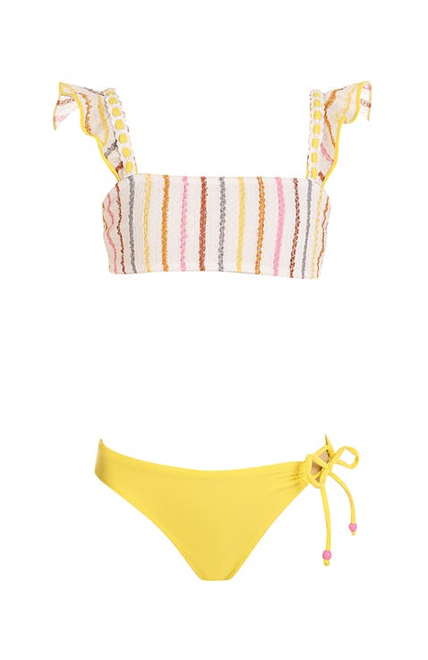Multi-Color Striped Bandeau Two-Piece Bikini