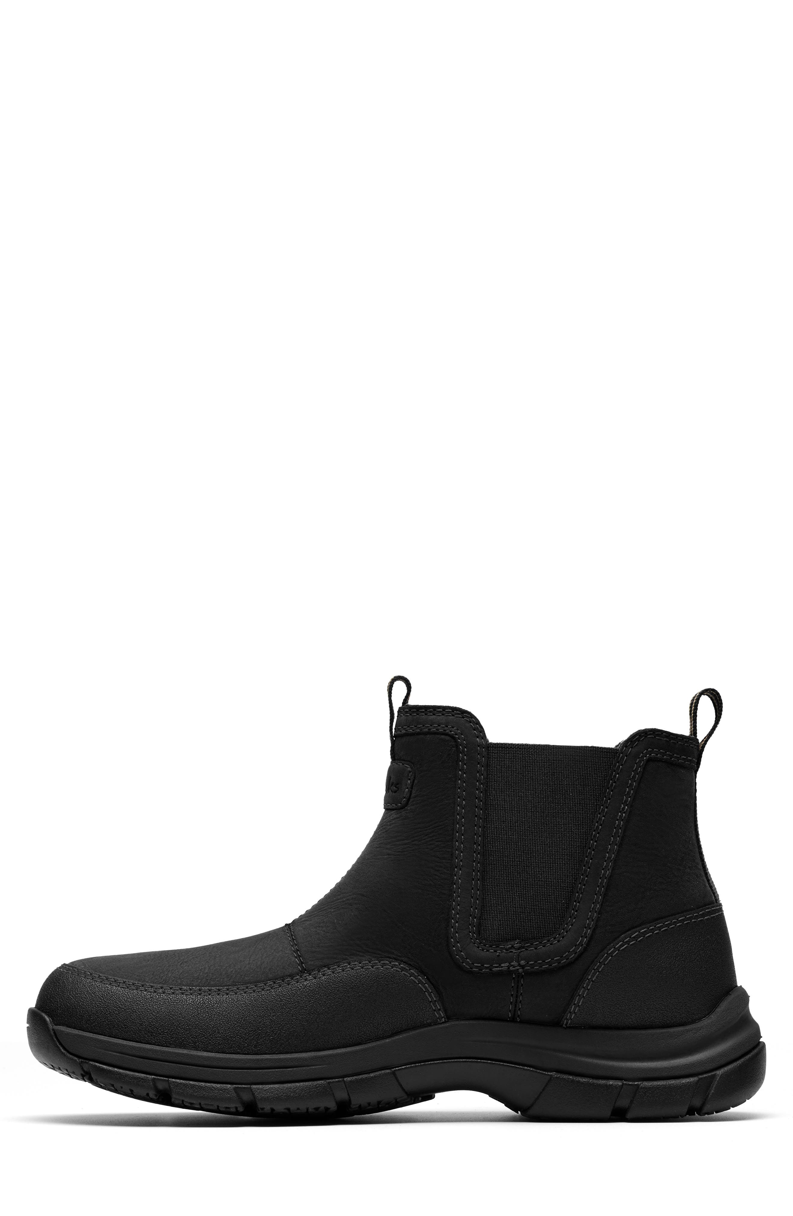 Clarks<sup>®</sup> Walpath Waterproof Chelsea Boot, Alternate, color, Black Leather