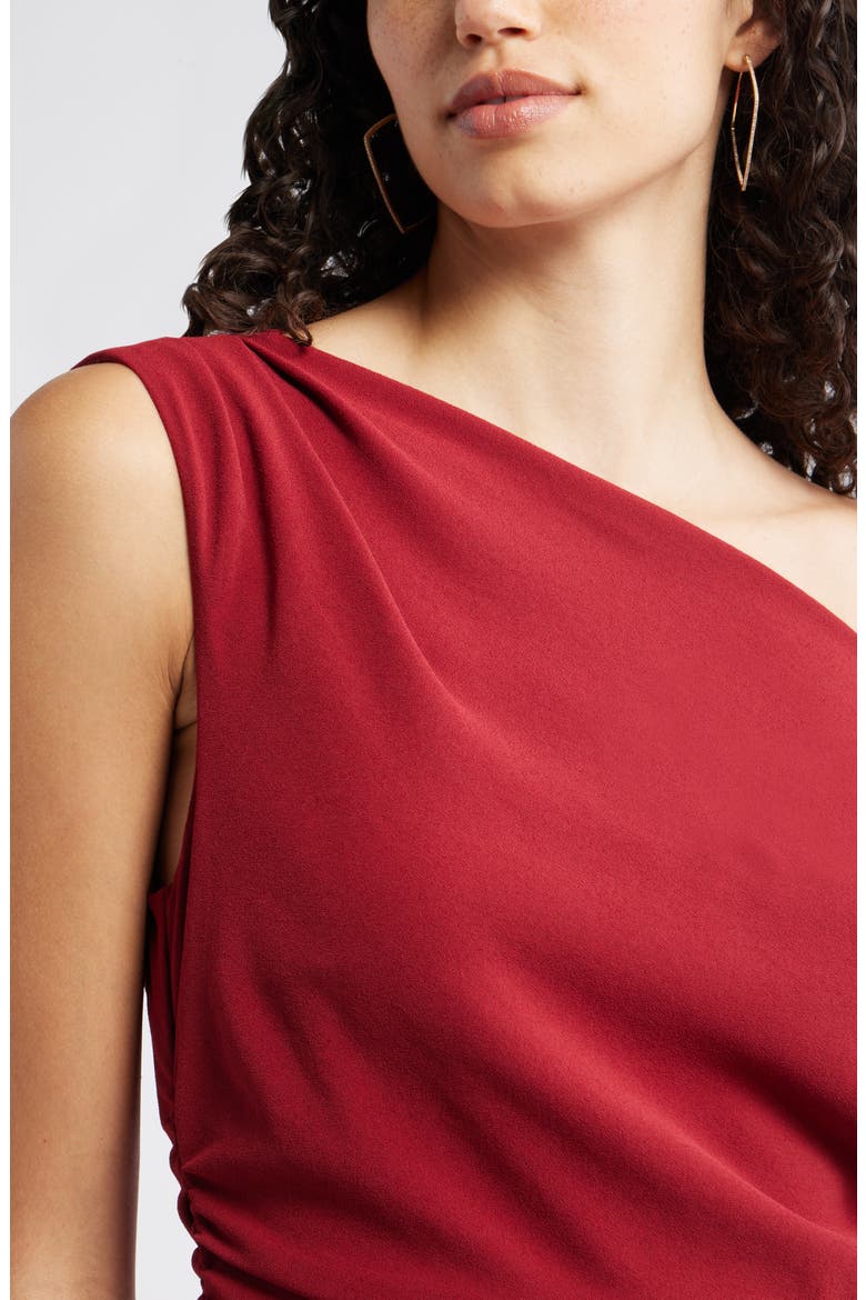 Cascading Ruffle Crepe One-Shoulder Gown, Alternate, color, RED CINDER