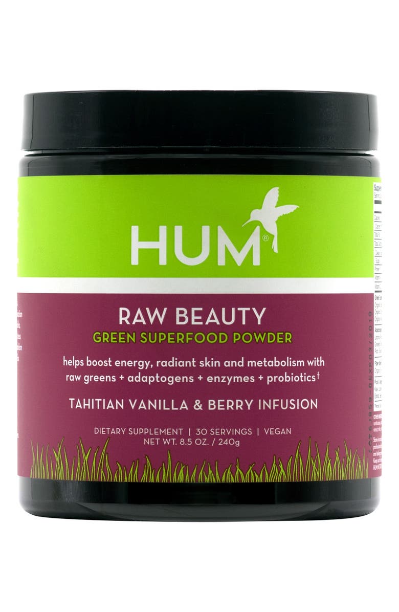 Hum Nutrition Raw Beauty Tahitian Vanilla & Berry Infusion Skin & Energy Green Superfood Powder, Main, color, 
