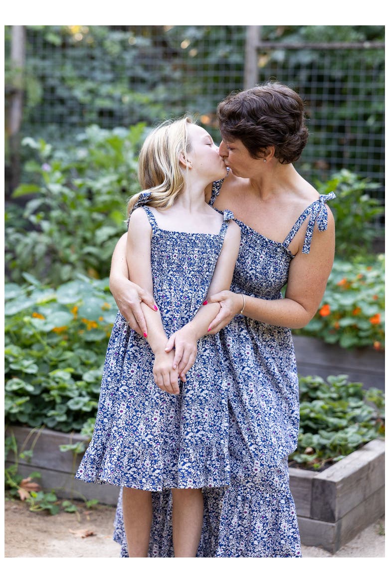 India Shoulder Tie Sundress Navy Floral, Alternate, color, Navy Floral