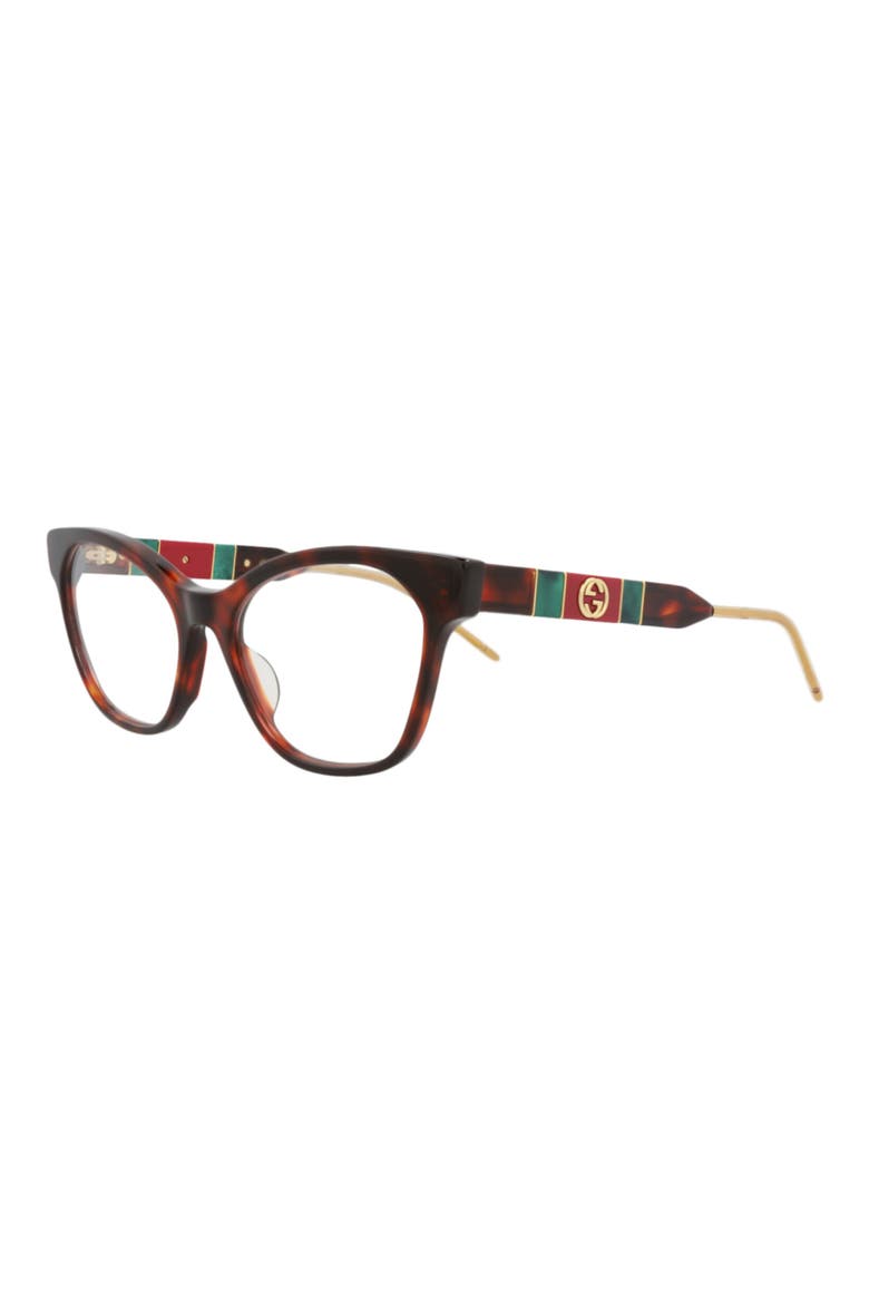 52mm Cat Eye Optical Glasses, Alternate, color, HAVANA HAVANA TRANSPARENT
