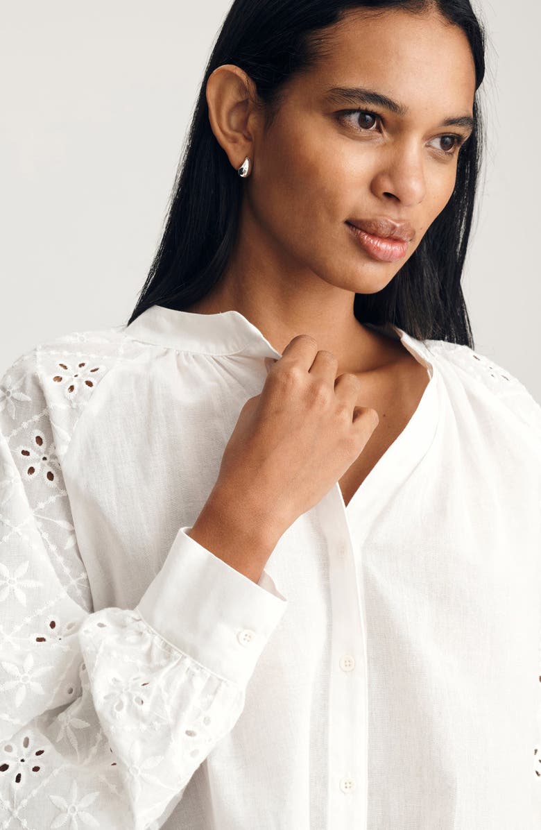 Mavi Jeans Embroidered Eyelet Top, Alternate, color, White