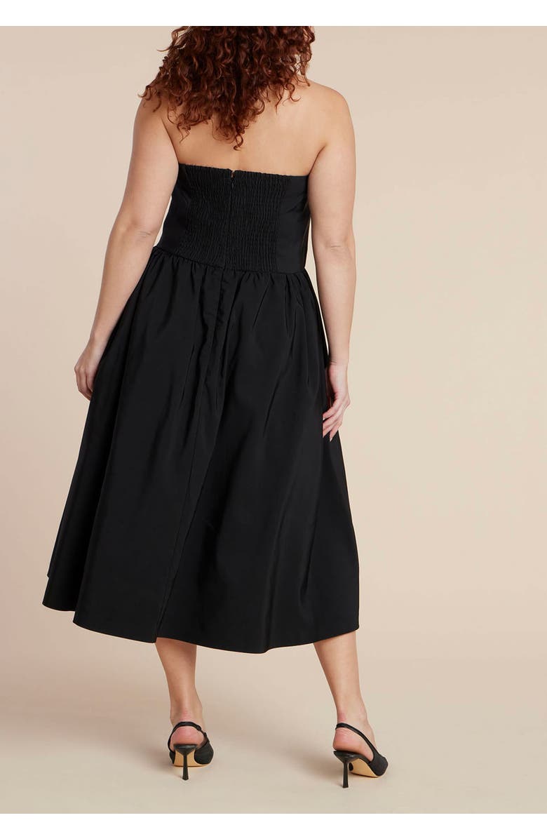 ELOQUII Strapless Flare Midi Dress, Alternate, color, Black Onyx
