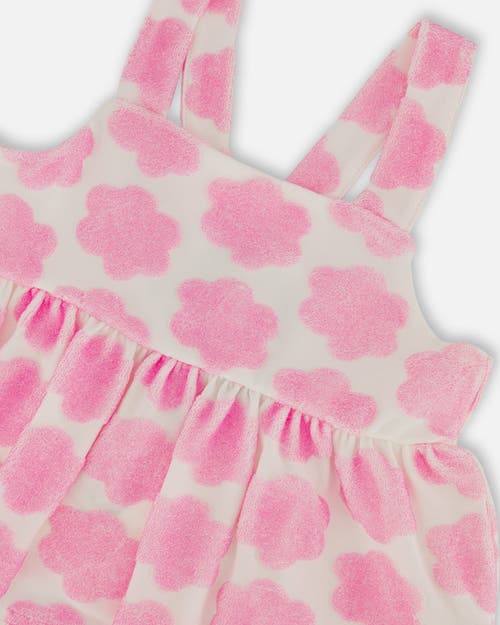 Deux Par Deux Little Girl's Printed Terry Tank Top And Shorts Set Vibrant Pink And White In Vibrant Pink And White