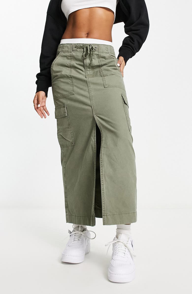 ASOS DESIGN Cotton Cargo Maxi Skirt, Main, color,