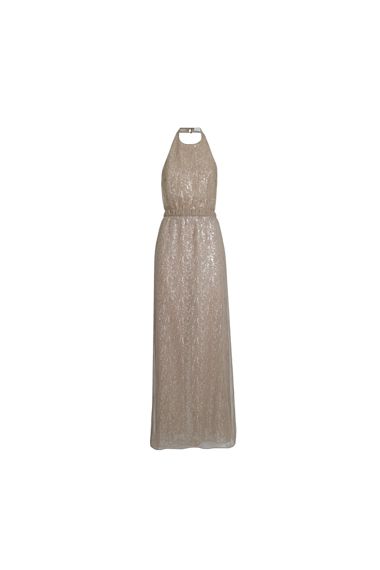 Dazzling embroidery halterneck dress, Alternate, color, Rope