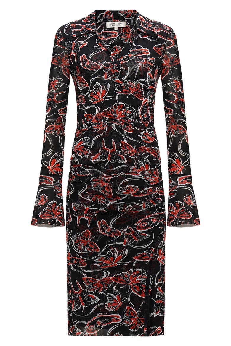 Lilly Butterfly Print Long Sleeve Mesh Dress, Alternate, color, FLUTTERFLY SM