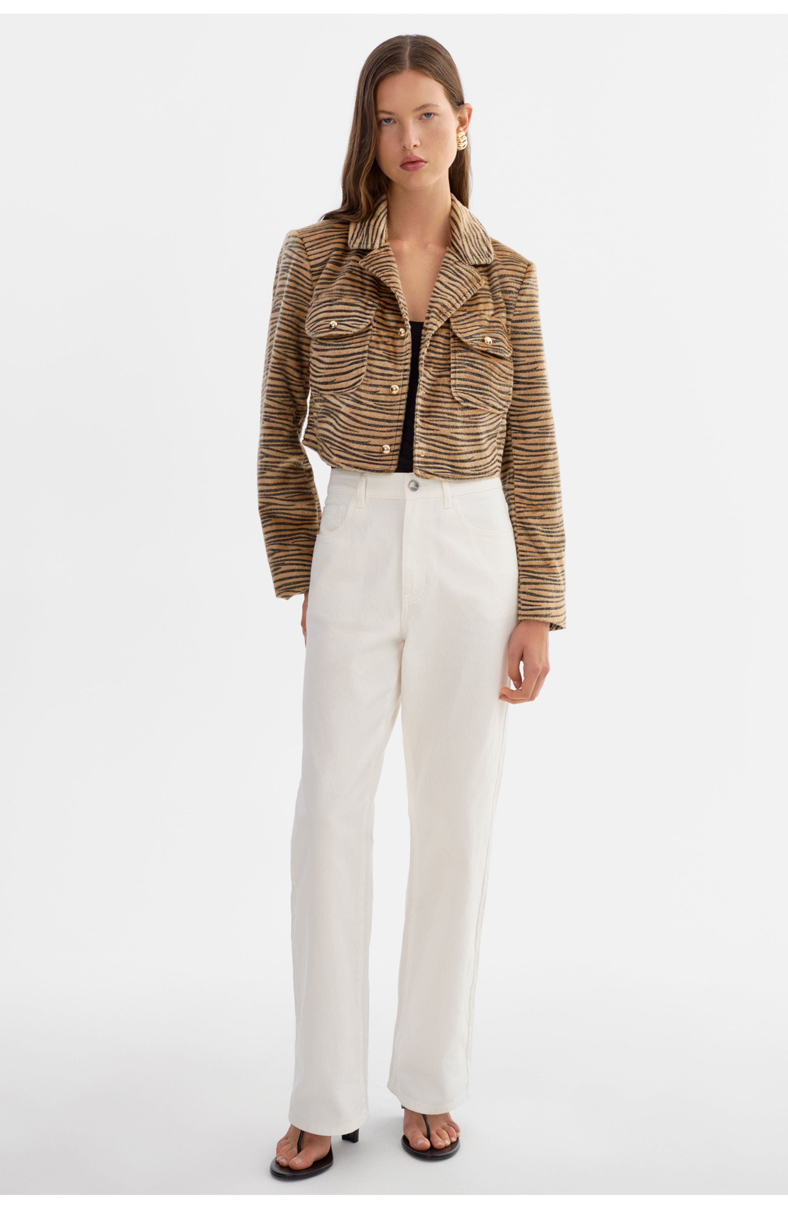 Jaylee | Tiger Print Cropped Jacket - image 2