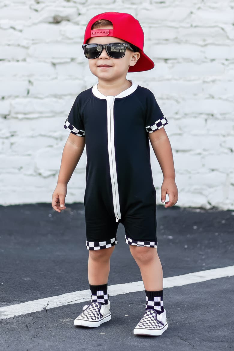 Checked Out Shorties, Alternate, color, Black White Checker