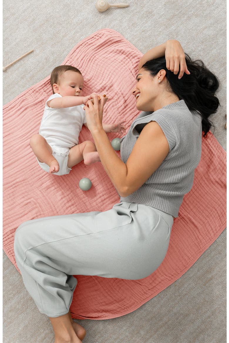 Baby Muslin Blanket, Alternate, color, Bold Blush