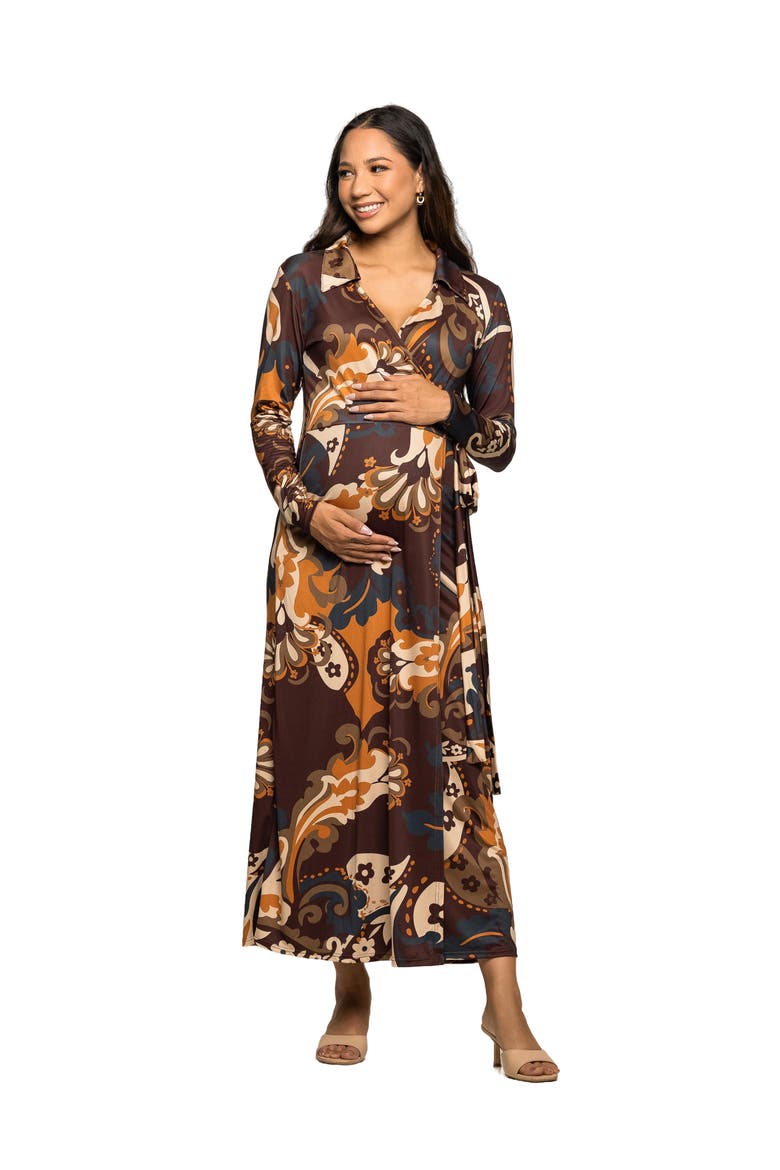 Paisley Empire Waist Maxi Dress, Main, color, Brown Multi