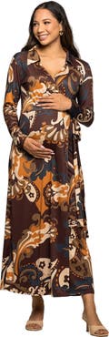 24seven Comfort Apparel Paisley Empire Waist Maxi Dress