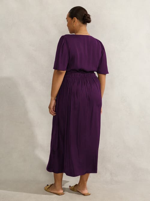 Live Unlimited V-neck Flutter Sleeve Dress In Purple