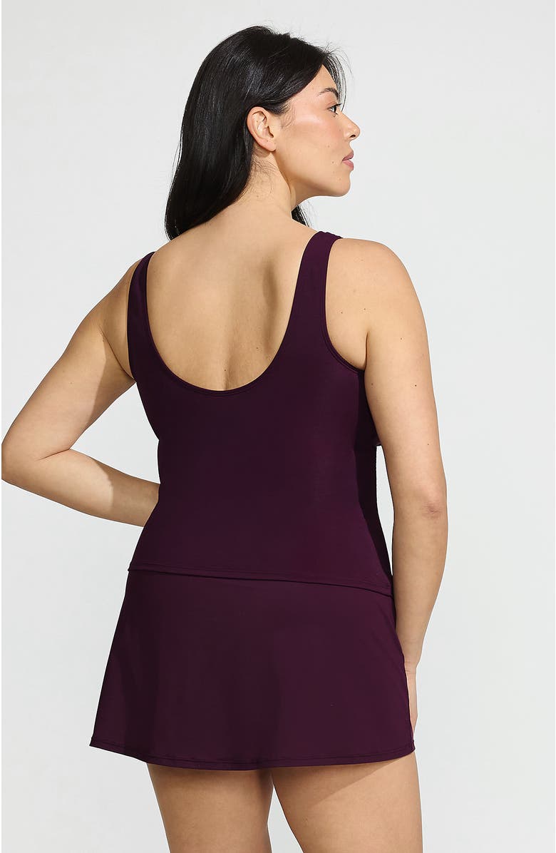 Lands' End Slender Suit Tummy Control Wrap Tankini Swimsuit Top, Alternate, color, Dark Wine