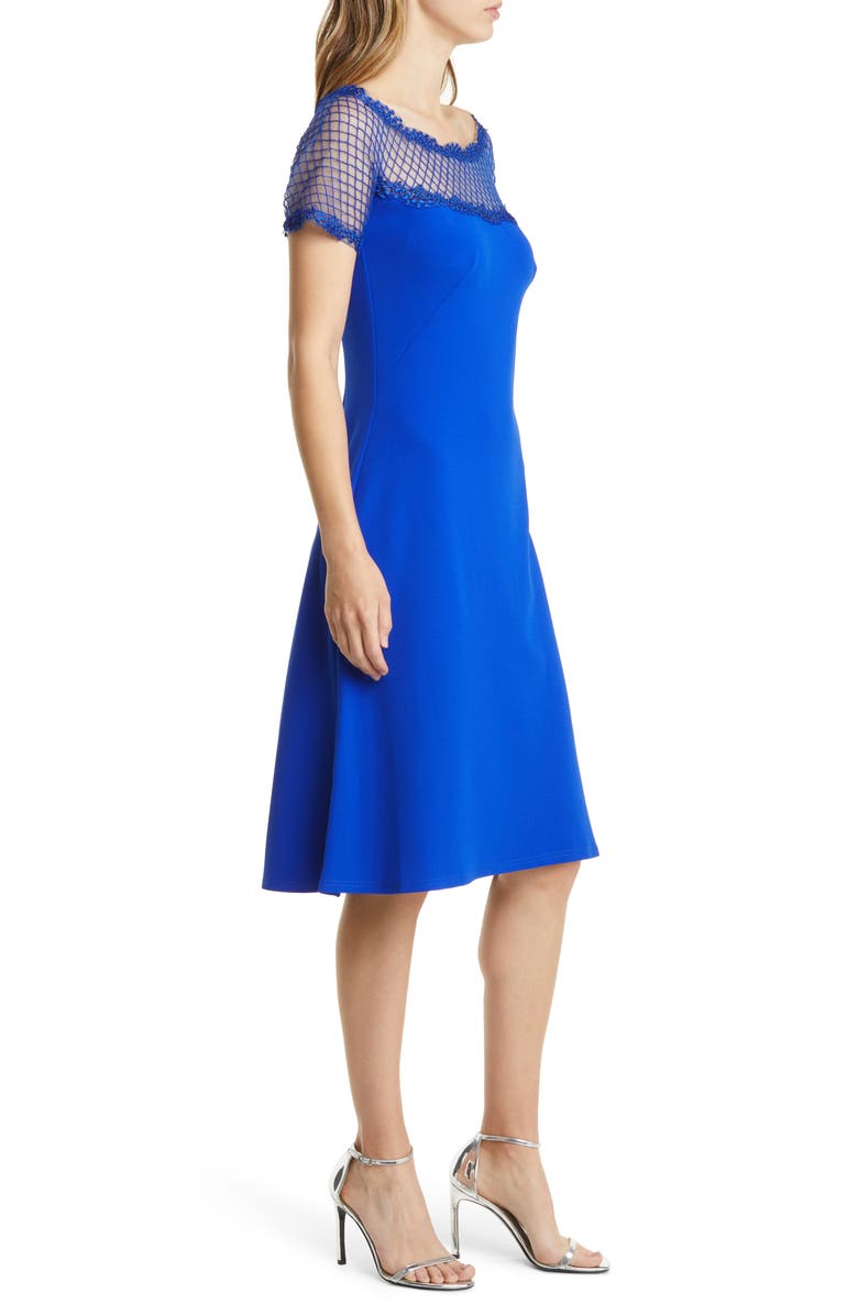 Tadashi Shoji Net Illusion Mesh Fit & Flare Dress, Alternate, color, 