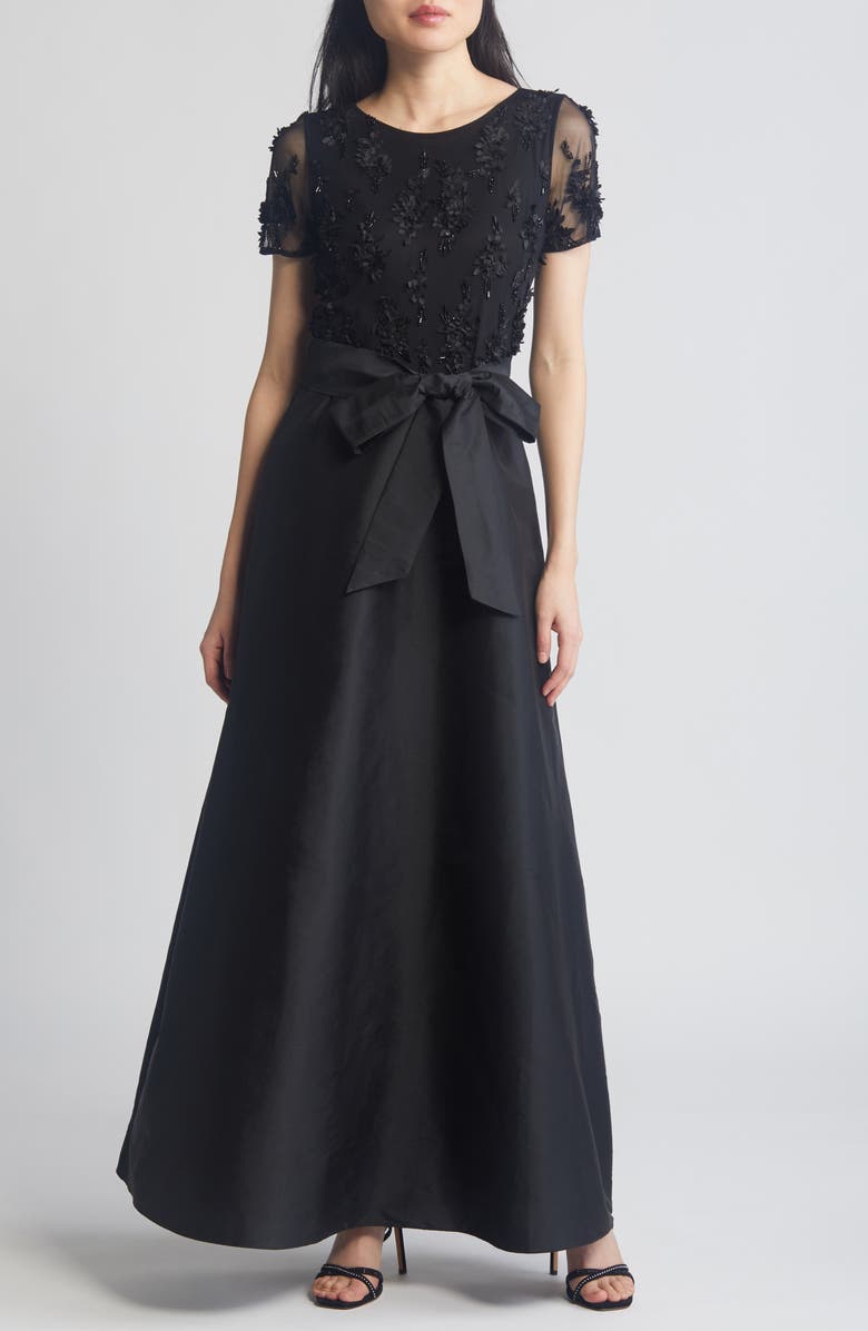 Pisarro Nights 3D Floral Bodice Beaded Gown, Main, color,