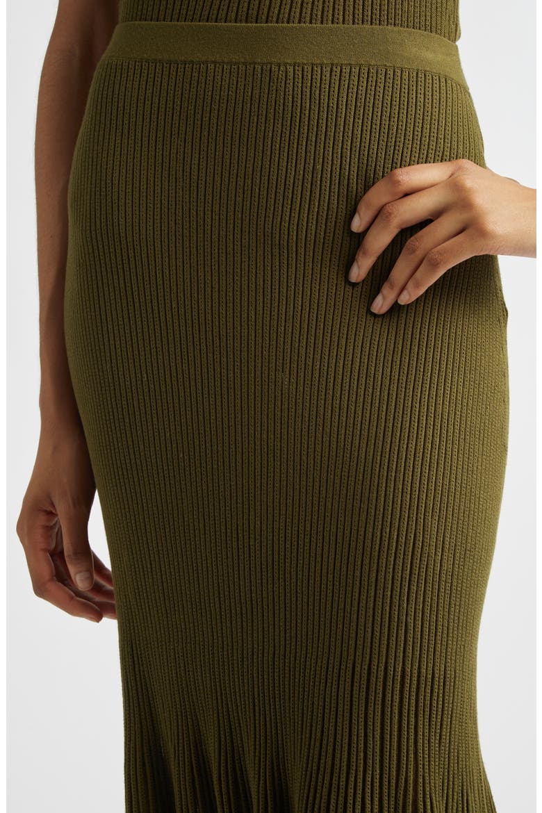 Vera Metallic Pleated Midi Skirt, Alternate, color, OLIVE