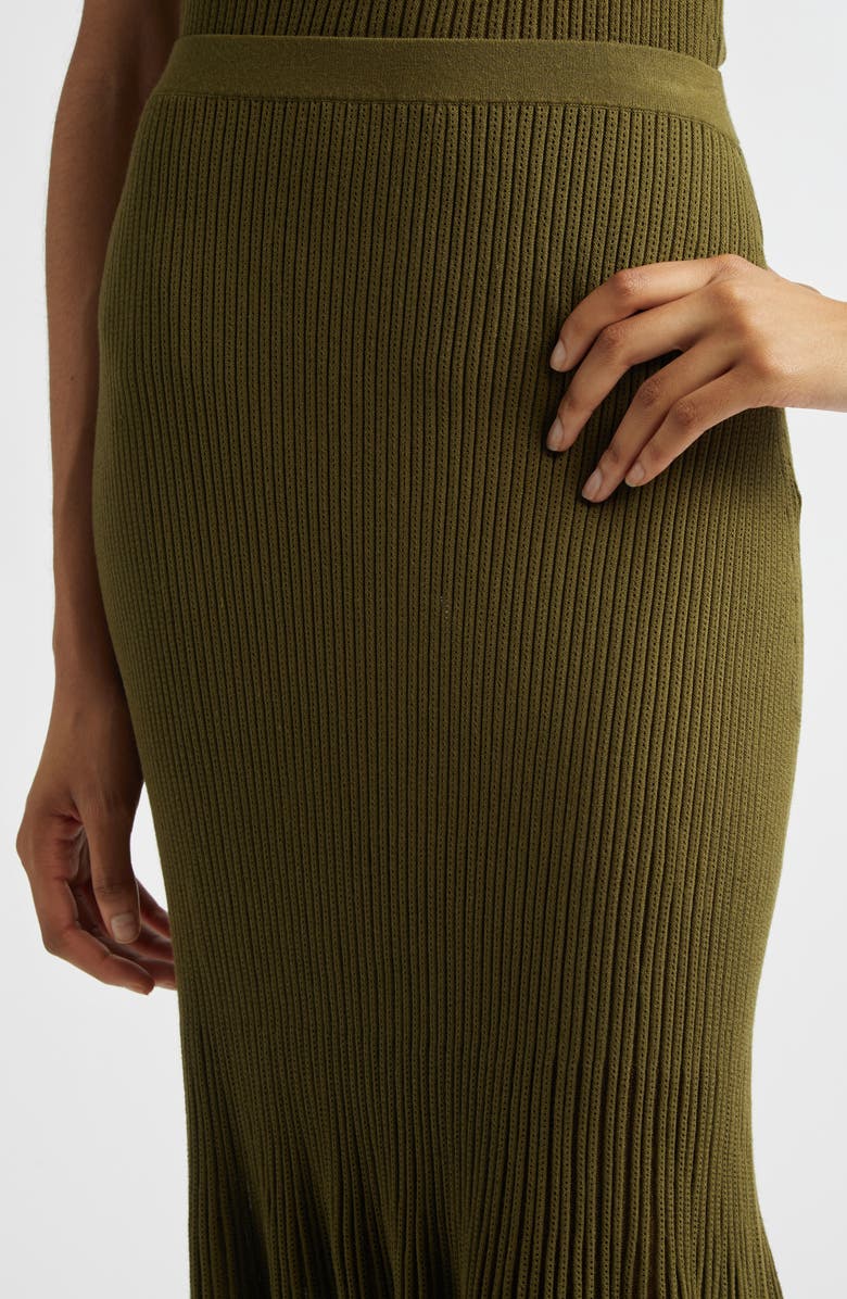 Ulla Johnson Vera Metallic Pleated Midi Skirt, Alternate, color, Olive