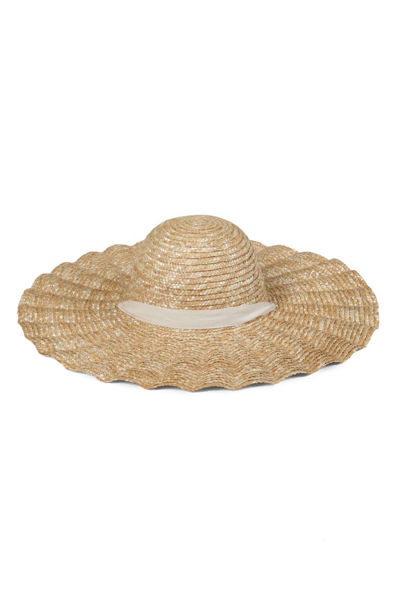 Lack of Color Scalloped Dolce Straw Hat, Main, color,