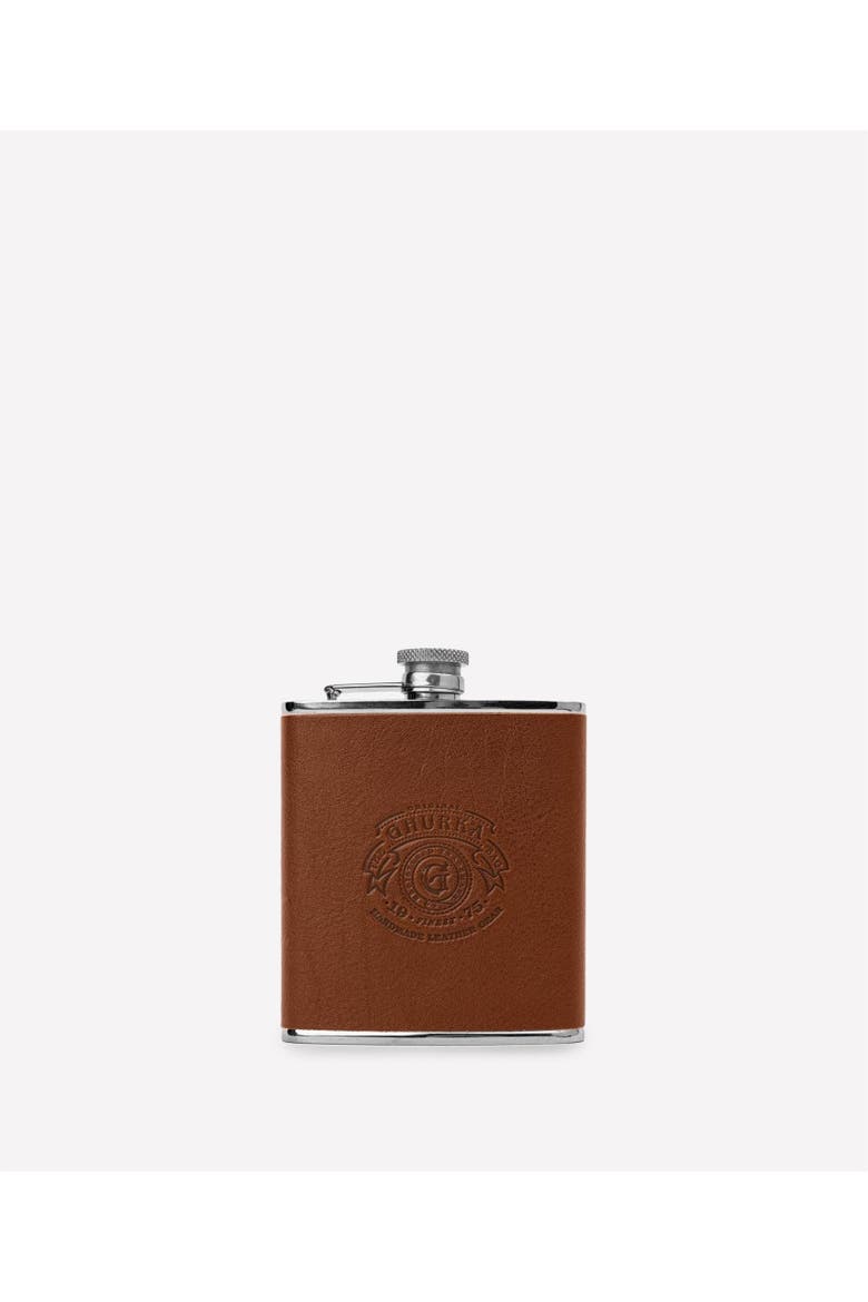 Leather Wrapped Flask, Main, color, Vintage Chestnut Leather