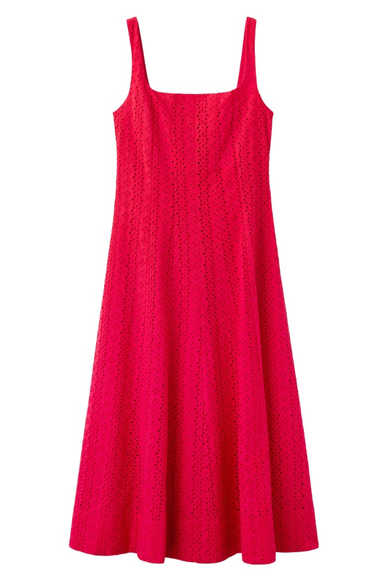 Square Neck Cotton Eyelet Dress, Main, color, RED