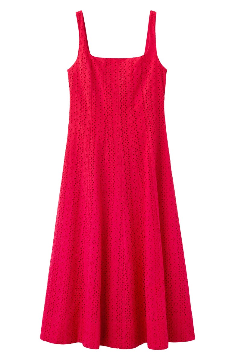 MANGO Square Neck Cotton Eyelet Dress, Main, color, Red