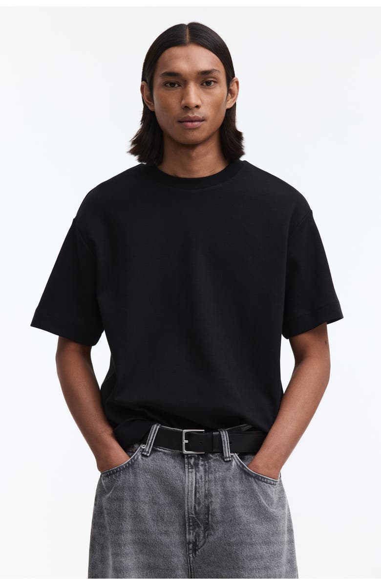 H&M Loose Fit Interlock T-shirt, Alternate, color, Black