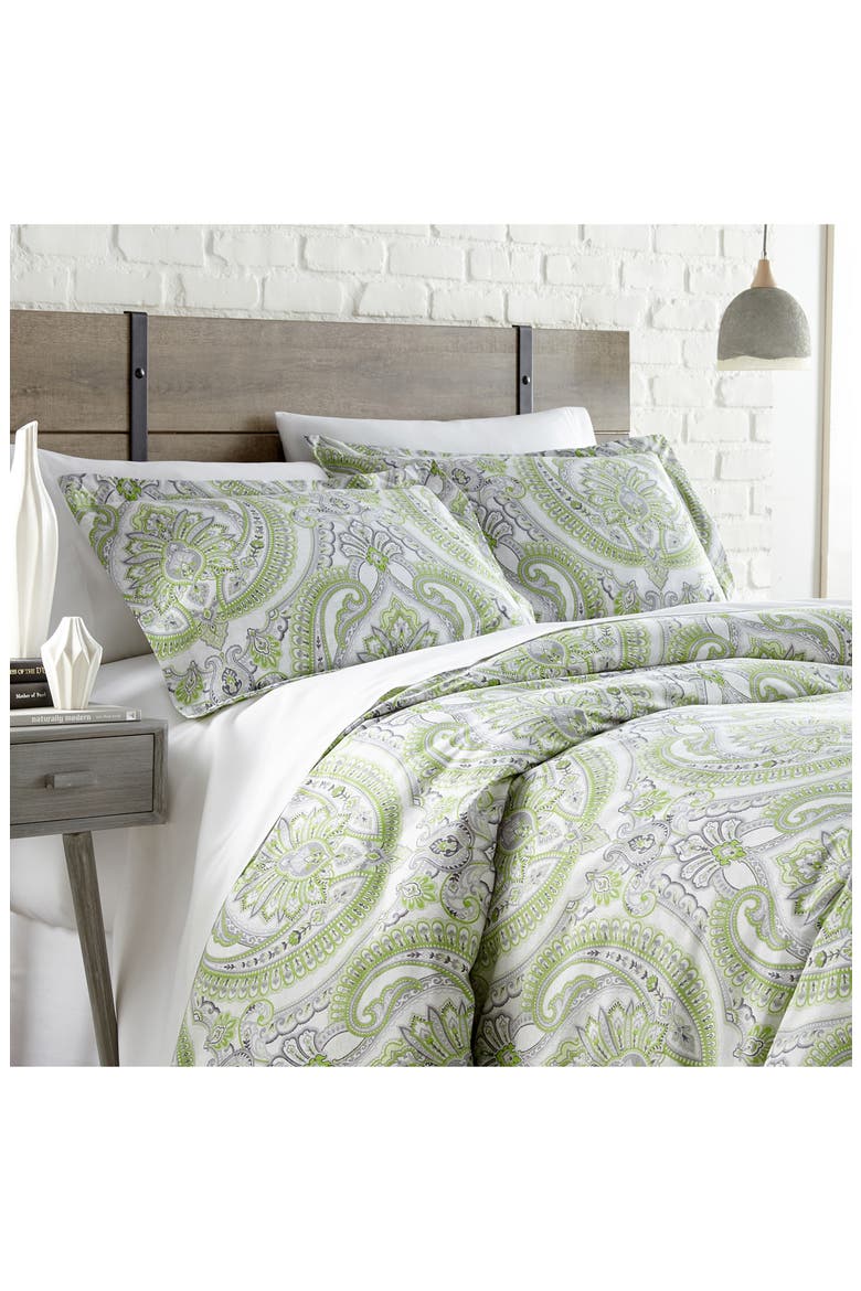 Pure Melody Printed Comforter Set, Main, color, GREEN
