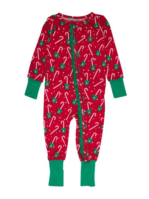 SoftSnooze Holiday Convertible Ruffle One Piece Pajama