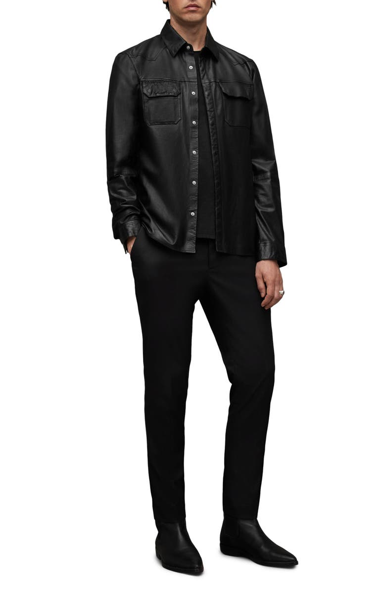 AllSaints Ivan Leather Shirt Jacket, Alternate, color, 
